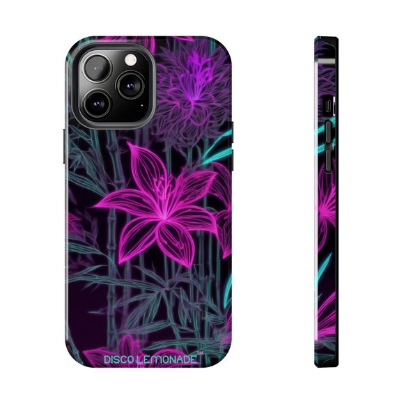 IPhone, DISCO LEMONADE Neon, Flower, Sakura, Hot Pink, Tough Phone Case,DiscoLem - Picture 3 of 10